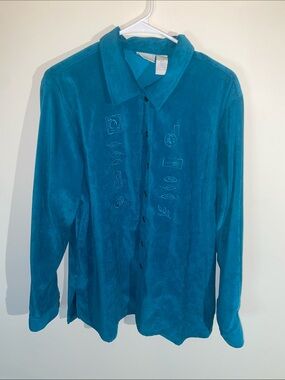 Vintage Koret Teal Button Down Shirt Size XL
